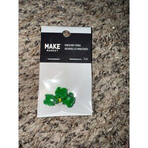 Miniature Frog Figurines Set Of 3 Decorative Green Resin